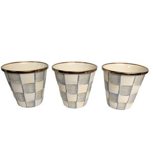 MacKenzie Childs Herb Pots in Sterling Check Set of 3